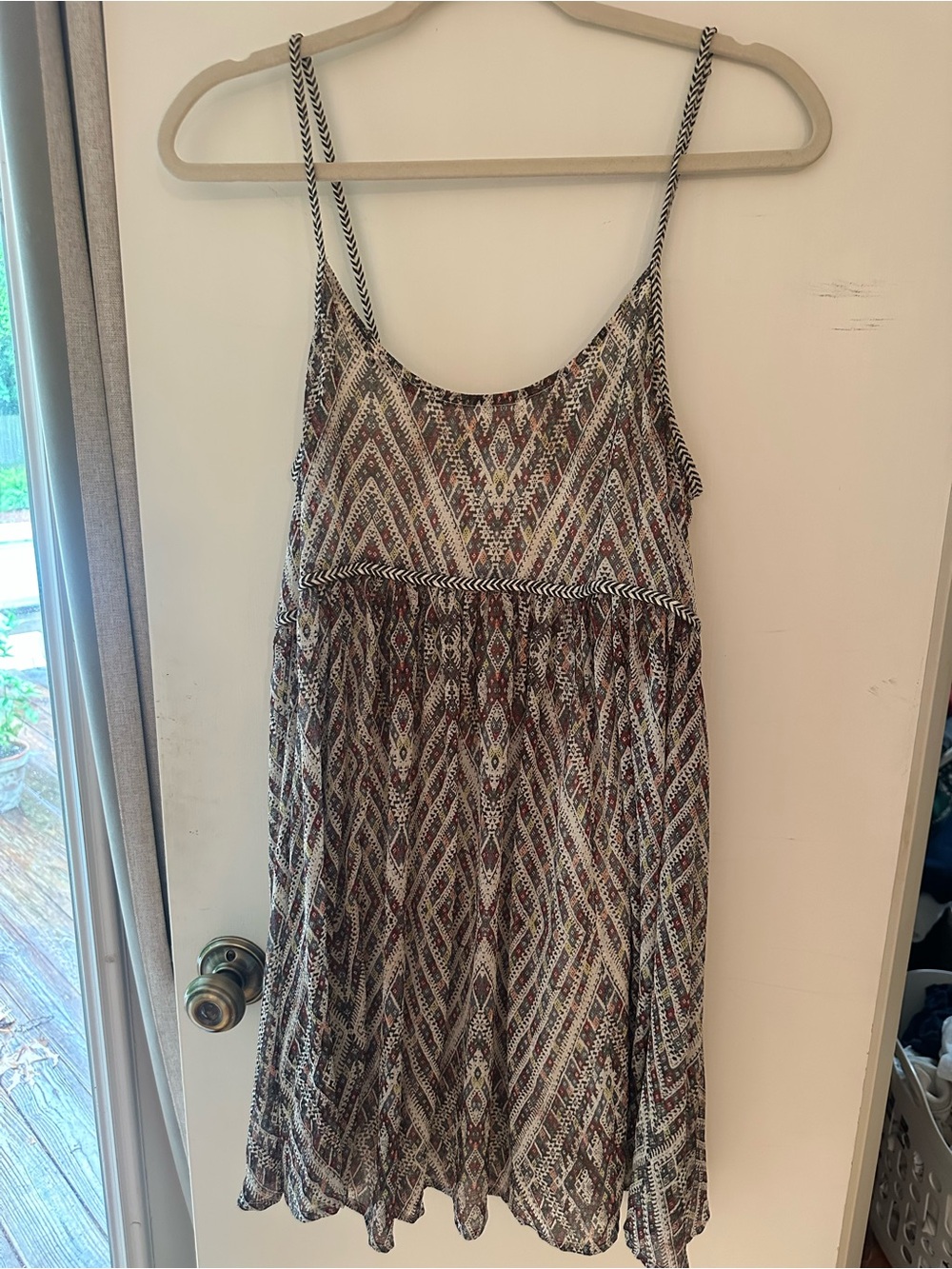 Free People Brown Multi Printed Spaghetti Strap Dress
